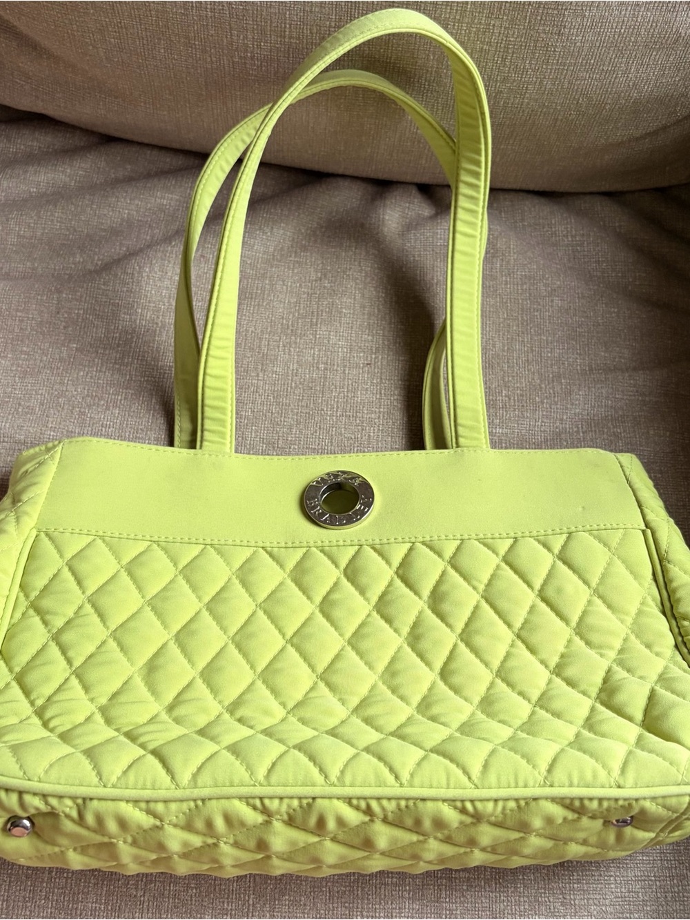 Vera Bradley Neon Yellow Quilted Shoulder Tote